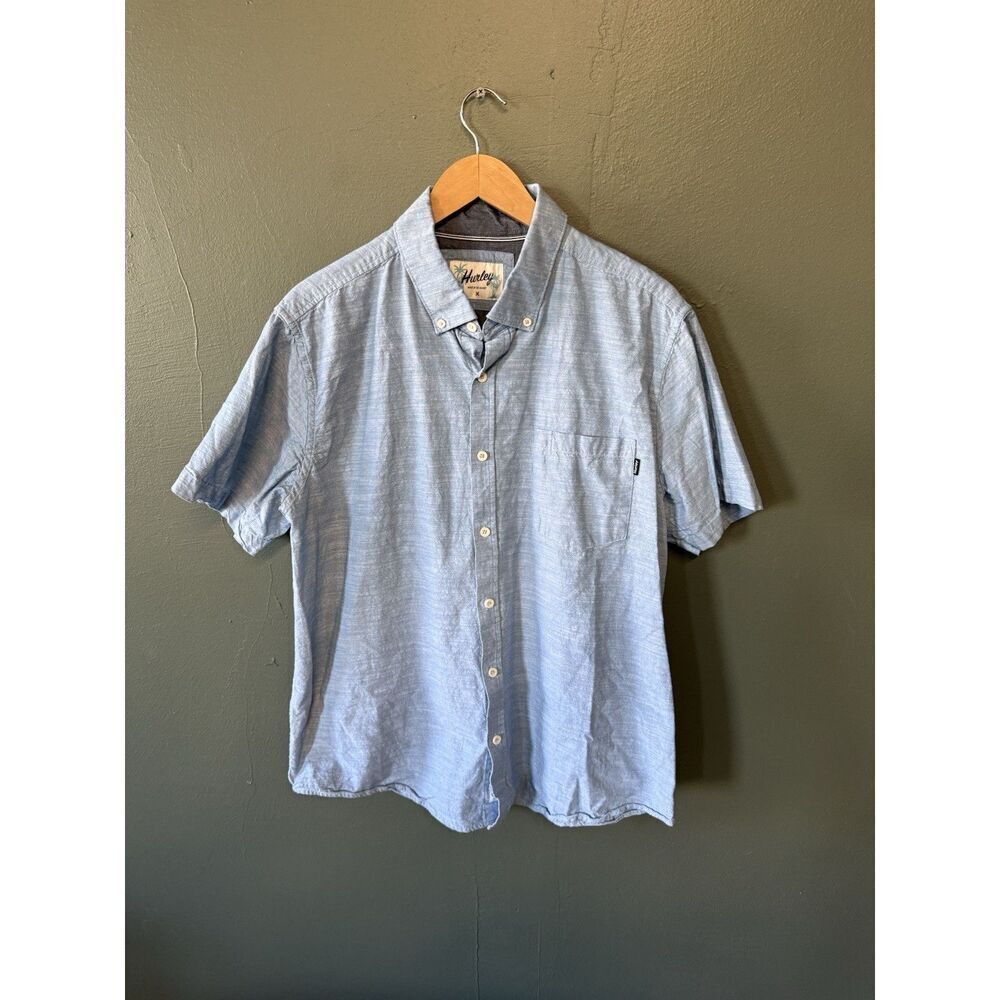Hurley Mens Blue Short Sleeve Button Up Shirt Size XL